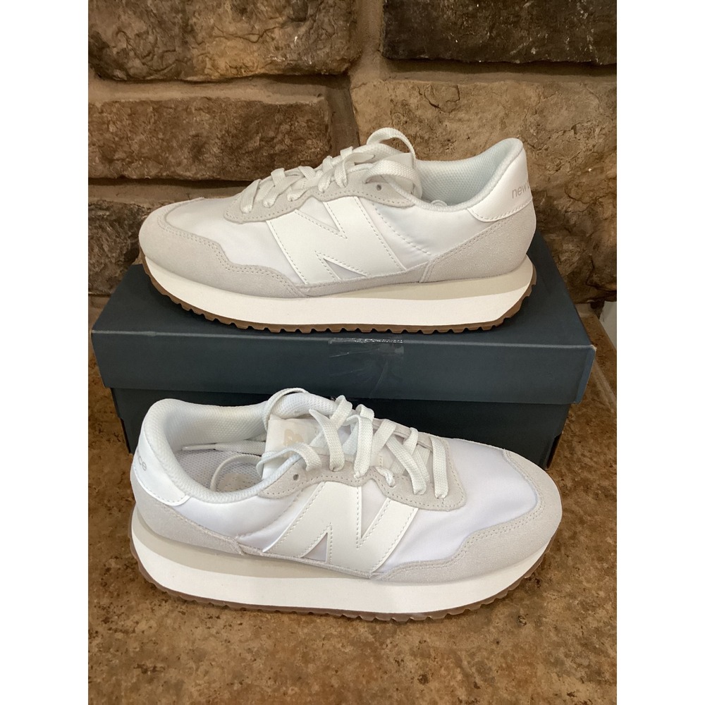 New Balance 237 Grey White Suede Satin Running Shoes WS237NN Womens 8 Mens 6.5